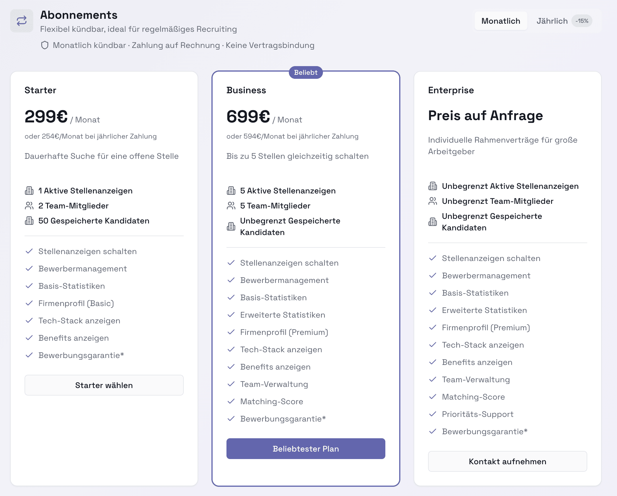 Bewerbungsgarantie und Preisübersicht auf php-entwickler.de